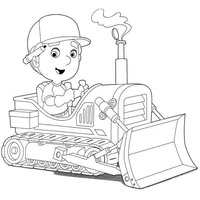 Desenho de Manny usando escavadeira para colorir