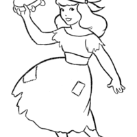 Desenho de Menina cigana tocando pandeiro para colorir