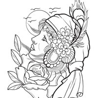 Desenho de Rosto de cigana para colorir