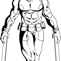 Desenho de Deadpool e suas armas para colorir