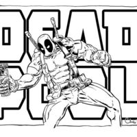Desenho de Deadpool super-herói para colorir