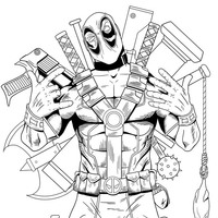 Desenho de Deadpool Marvel para colorir