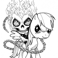 Desenho de Motoqueiro Fantasma e My Little Pony para colorir