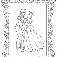 Desenho de Retrato da Cinderela e o príncipe para colorir