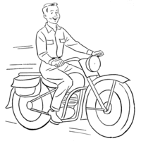 Desenho de Homem dirigindo moto sem capacete para colorir