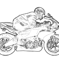 Desenho de Moto de corrida para colorir
