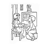 Desenho de Crianças assistindo à televisão para colorir