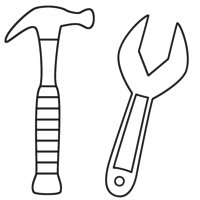 Desenho de Martelo e chave de fenda para colorir