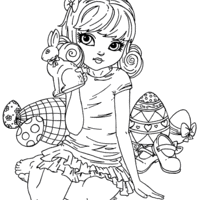 Desenho de Menina jovem na Páscoa para colorir