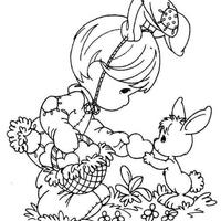 Desenho de Momentos Preciosos e coelho da Páscoa para colorir