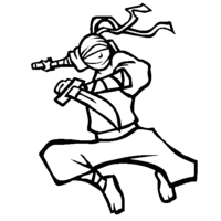 Desenho de Ninja e sua espada para colorir