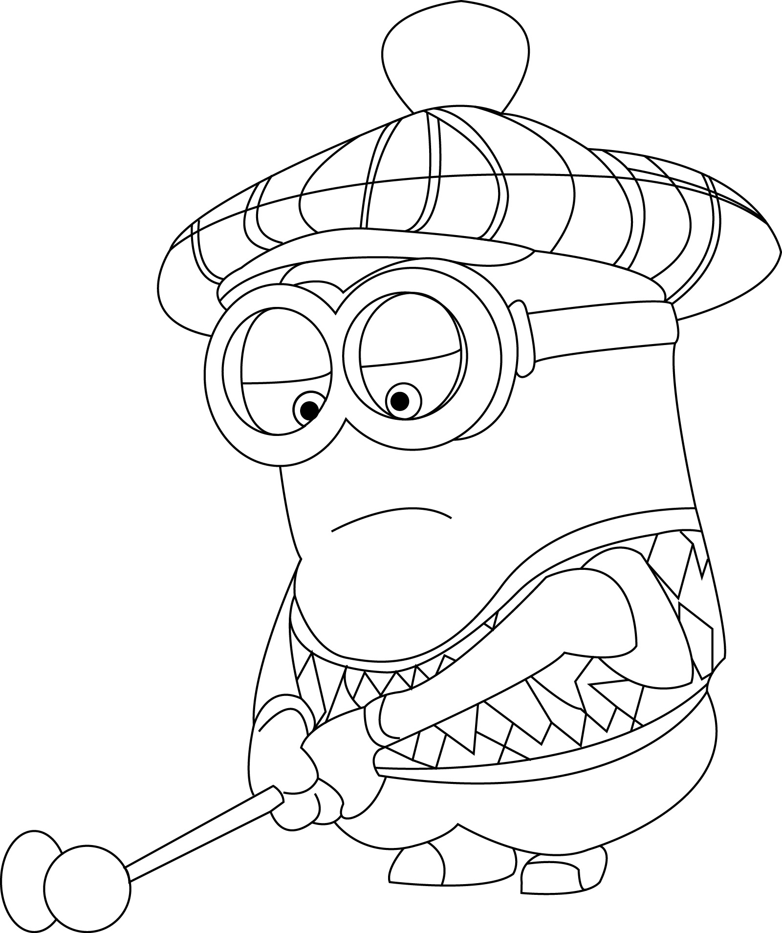 Desenho de Minion Dave jogando golfe para colorir