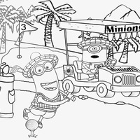 Desenho de Minions no campo de golfe para colorir