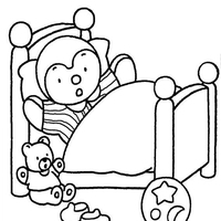 Desenho de Boneco na cama para colorir
