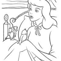 Desenho de Cinderela na cama para colorir