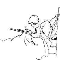 Desenho de Mulher trabalhando na cama para colorir
