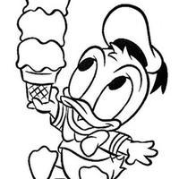 Desenho de Donald baby comendo sorvete para colorir