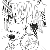 Desenho de Bolt correndo pelas ruas da cidade para colorir