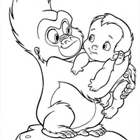 Desenho de Gorila e Tarzan bebê para colorir