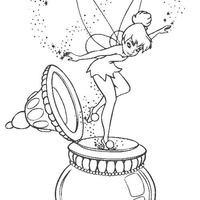 Desenho de Tinker Bell saindo do pote para colorir