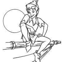 Desenho de Peter Pan no mastro do navio para colorir