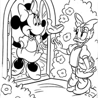 Desenho de Margarida visitando Minnie para colorir