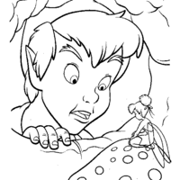 Desenho de Peter Pan e Sininho triste para colorir