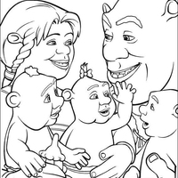 Desenho de Família de Shrek e Fiona para colorir