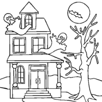 Desenho de Casa do terror para colorir