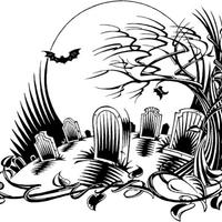 Desenho de Cemitério do terror para colorir