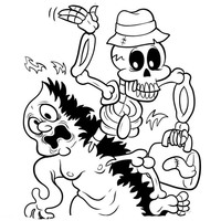 Desenho de Esqueleto e fantasma para colorir