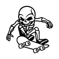 Desenho de Esqueleto no skate para colorir