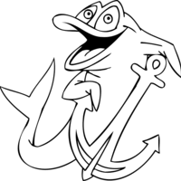 Desenho de Âncora e peixe para colorir