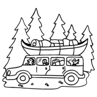 Desenho de Família de férias no camping para colorir