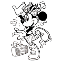 Desenho de Minnie dançando hip hop para colorir