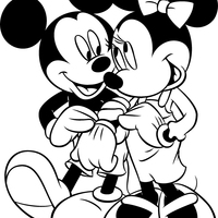 Desenho de Minnie e Mickey passeando para colorir