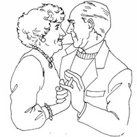 Desenho de Casal de idosos dançando tango para colorir