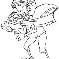 Desenho de Zumbi com armadura de Plants vs Zombies para colorir
