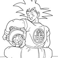 Desenho de Goku e amigo Gohan para colorir