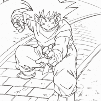 Desenho de Goku na estrada para colorir