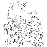 Desenho de Goku em ação para colorir