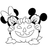 Desenho de Minnie Mouse e abóbora do Halloween para colorir