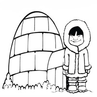 Desenho de Esquimó e iglu para colorir