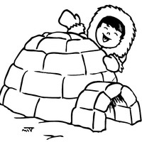 Desenho de Menina esquimó no iglu para colorir