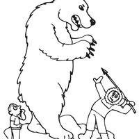 Desenho de Esquimó se defendendo do urso para colorir