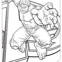 Desenho de Hulk arrancando porta para colorir