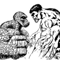 Desenho de Hulk e Homem de Pedra para colorir