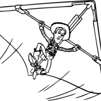 Desenho de Woody voando de asa delta para colorir