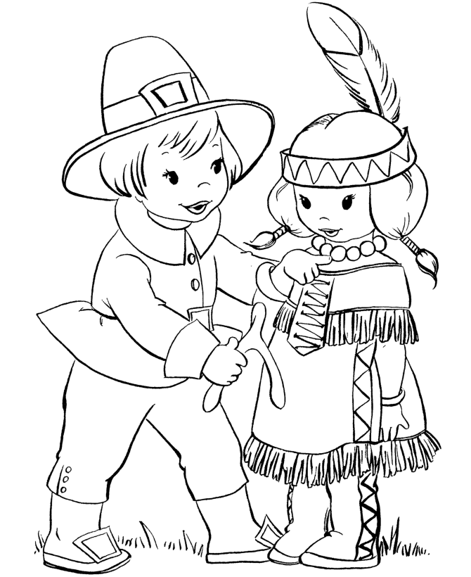 indian and pilgrim feast coloring pages - photo #4