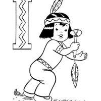 Desenho de Letra I de índio para colorir